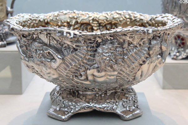 Silver bowl with nautical motifs (1888) by Tiffany & Co. of New York City at Metropolitan Museum of Art. New York, NY.