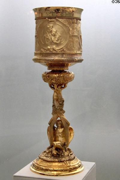 Gold Beaux-Arts chalice (c1900) by Karl Bitter for William B. Durgin Co. of Concord, NH at Metropolitan Museum of Art. New York, NY.