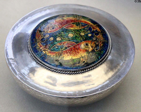 Silver, ivory & enamel covered bowl (1915-20) from Boston at Metropolitan Museum of Art. New York, NY.