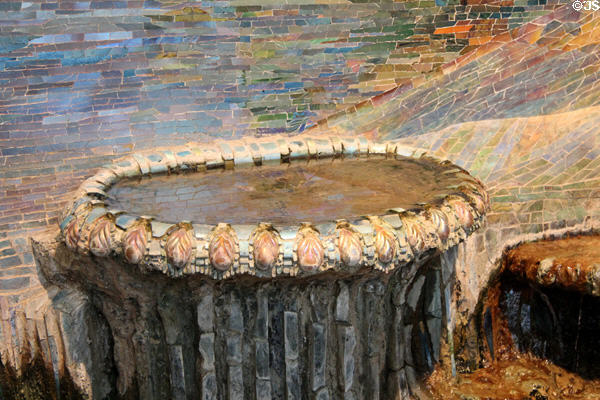 Detail of garden landscape fountain (c1915) by Louis C. Tiffany of Tiffany Studios, New York City at Metropolitan Museum of Art. New York, NY.