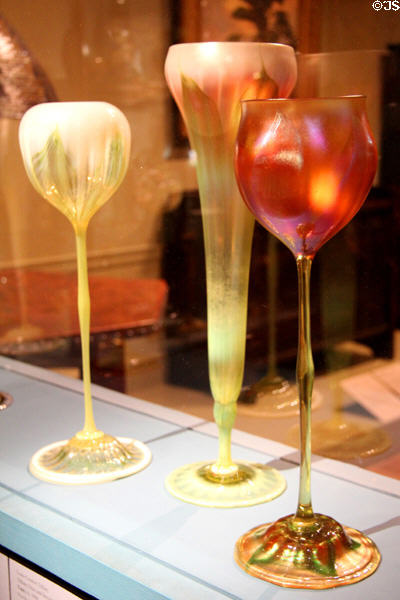 Favrile Glass Vases (c1900-10) by Louis C. Tiffany of Tiffany Glass & Decorating Co., New York City at Metropolitan Museum of Art. New York, NY.