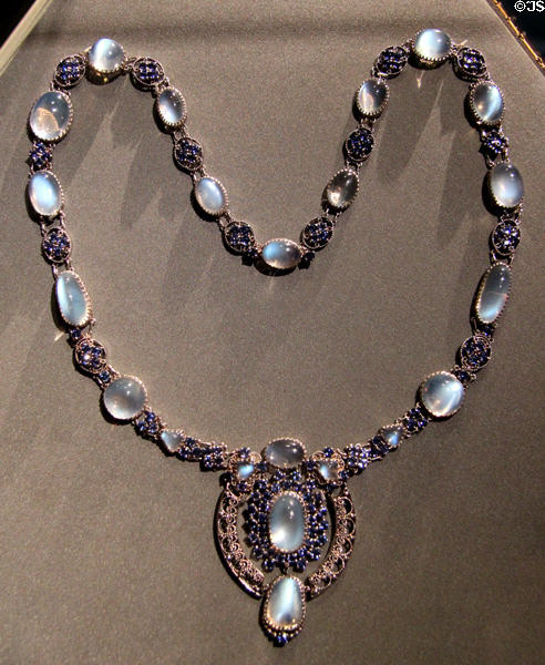 Moonstone necklace with pendant (c1910) by Louis C. Tiffany of Tiffany & Co. at Metropolitan Museum of Art. New York, NY.