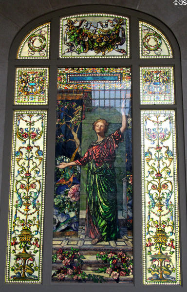 Welcome stained glass windows for Bliss mansion (1909) by John La Farge of New York City at Metropolitan Museum of Art. New York, NY.