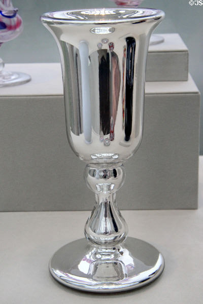 Blown silvered glass chalice (1855-75) by New England Glass Co. of East Cambridge, MA at Metropolitan Museum of Art. New York, NY.