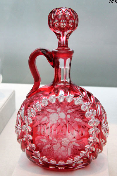 Blown, cut & engraved glass decanter (1867) by Boston & Sandwich Glass Co. at Metropolitan Museum of Art. New York, NY.