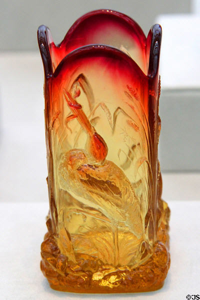Rose amber or amberina glass vase (c1878) by Frederick Shirley for Mount Washington Glass Co. of New Bedford at Metropolitan Museum of Art. New York, NY.