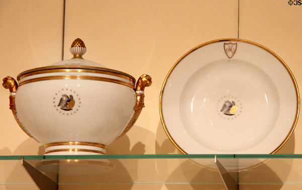 Porcelain tureen & charger with American eagle (c1815) from Paris, France at Metropolitan Museum of Art. New York, NY.