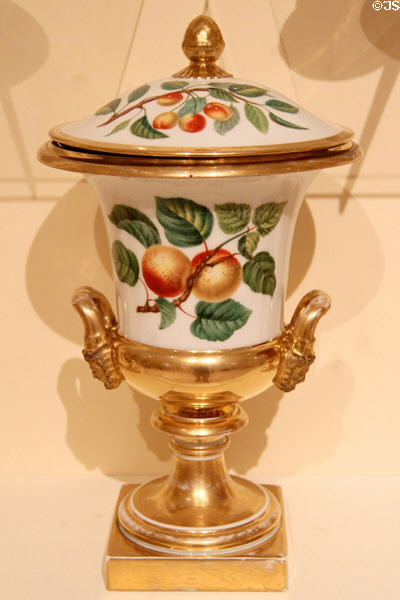 Porcelain covered ice cream cooler (c1816-23) from Paris, France at Metropolitan Museum of Art. New York, NY.