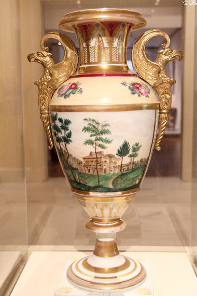 Porcelain vase (1828-38) by Tucker Factory of Philadelphia, PA at Metropolitan Museum of Art. New York, NY.