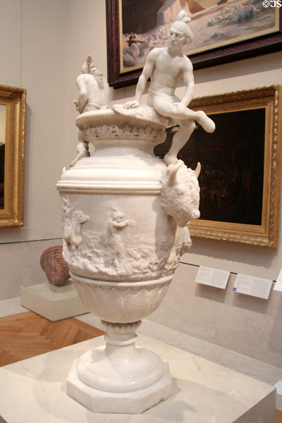 Marble Indian vase sculpture (1876) by Ames Van Wart at Metropolitan Museum of Art. New York, NY.