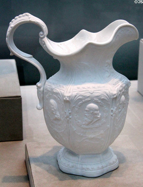 Porcelain poets pitcher (1875) by Karl L.H. Müller made by Union Porcelain Works, Greenpoint, Brooklyn at Metropolitan Museum of Art. New York, NY.