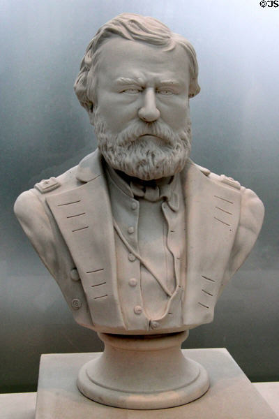 Porcelain bust of General Ulysses S. Grant (c1876) by W.H. Edge for New York City Pottery at Metropolitan Museum of Art. New York, NY.