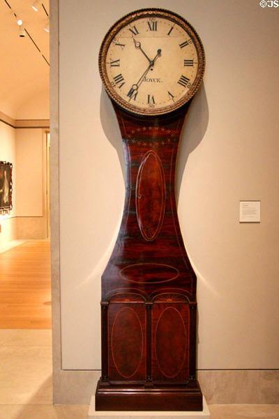 Tall clock (c1797) by Robert Joyce of New York City was presented by Alexander Hamilton to the Philadelphia-based Bank of the United States at Metropolitan Museum of Art. New York, NY.