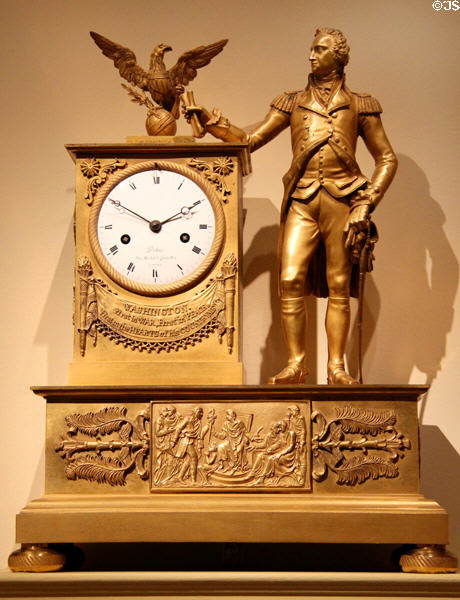 George Washington figural mantel clock (c1815) by Jean-Baptiste Dubuc of Paris at Metropolitan Museum of Art. New York, NY.