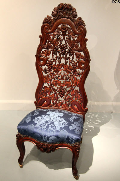Carved Rococo-style side chair (c1855) by J.H. Belter & Co. of New York City at Metropolitan Museum of Art. New York, NY.