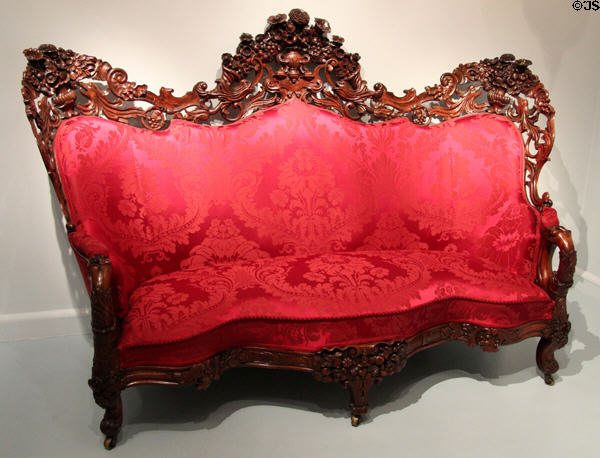 Carved Rococo-style sofa (c1850-60) by J.H. Belter & Co. of New York City at Metropolitan Museum of Art. New York, NY.