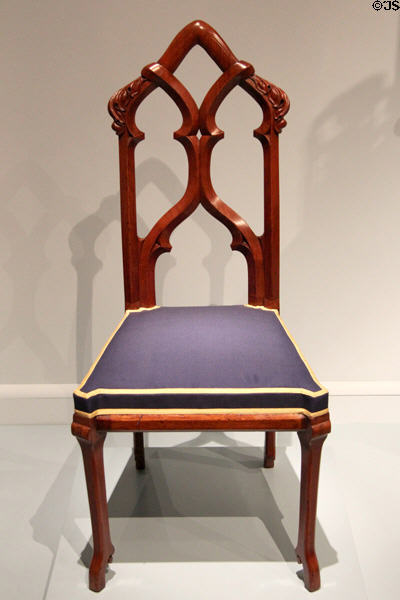 Gothic revival side chair (c1857) by Alexander Jackson Davis & attrib. maker Burns & Brother of New York City at Metropolitan Museum of Art. New York, NY.