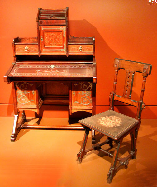 Modern Gothic desk & chair (c1877-8) by Anthony Kimbel & Joseph Cabus of New York City at Metropolitan Museum of Art. New York, NY.