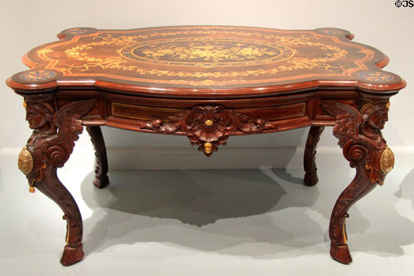 Marquetry center table (c1860) by Gustave Herter at Metropolitan Museum of Art. New York, NY.