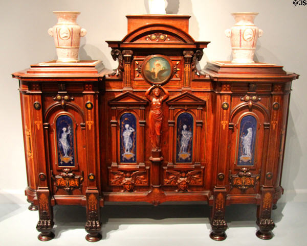 Four seasons cabinet (c1869) by Herter Brothers part of 10 piece set made for Jay Gould's house at Metropolitan Museum of Art. New York, NY.