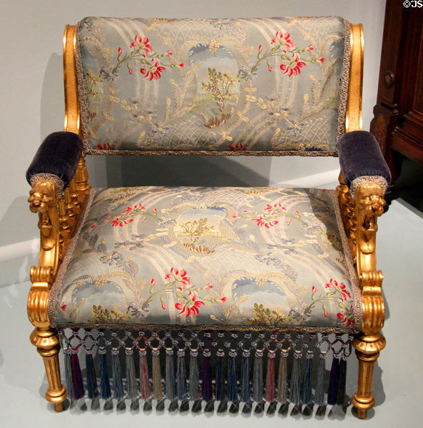 Armchair with lion handrests (c1875) by Herter Brothers at Metropolitan Museum of Art. New York, NY.