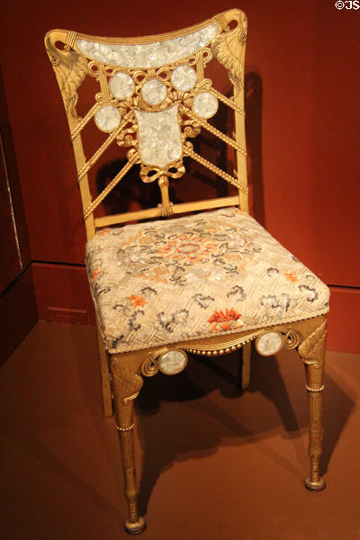 Mother-of-pearl inlaid side chair (c1881-2) by Herter Brothers made for William H. Vanderbilt drawing room at Metropolitan Museum of Art. New York, NY.