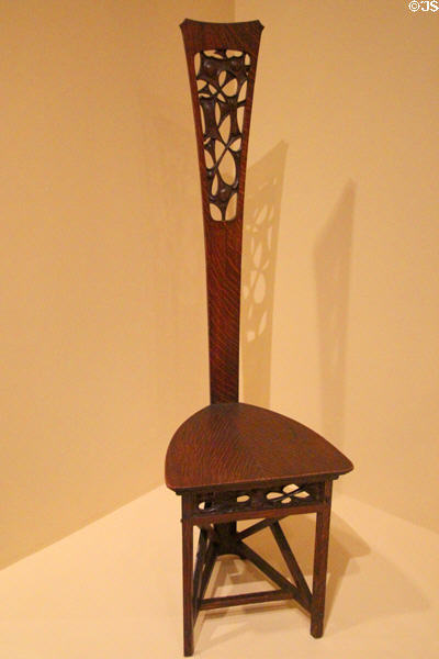 Desk chair (1898-9) by Charles Rohlfs & Anna Katharine Green from their home in Buffalo, NY at Metropolitan Museum of Art. New York, NY.