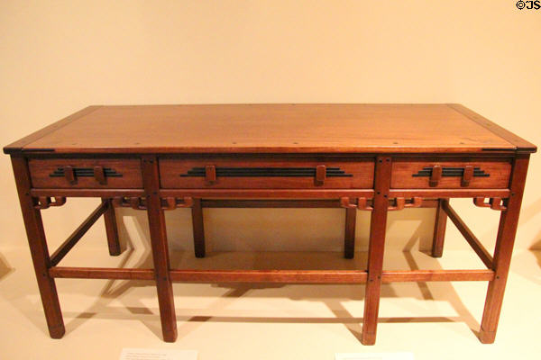 Asian influence Arts & Crafts table from Robert Blacker home of Pasadena, CA (1907-9) by Charles Greene & Henry Greene then made by Peter Hall Manufacturing Co. at Metropolitan Museum of Art. New York, NY.