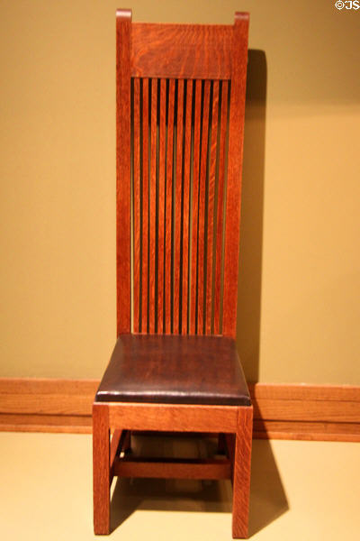 Tall-back side chair (1901-2) for Ward Willits House of Highland Park, IL by Frank Lloyd Wright at Metropolitan Museum of Art. New York, NY.