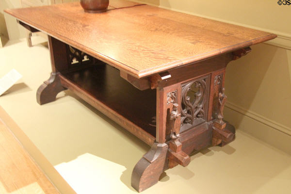 Library table (1904) by William Lightfoot Price for Rose Valley Shops of PA at Metropolitan Museum of Art. New York, NY.