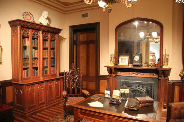 Gothic Revival period library (mid 19thC) from New York state at Metropolitan Museum of Art. New York, NY.