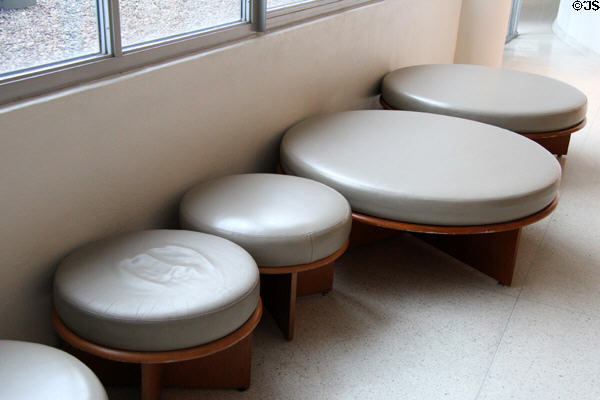 Wright's seating pouf's at Guggenheim Museum. New York City, NY.