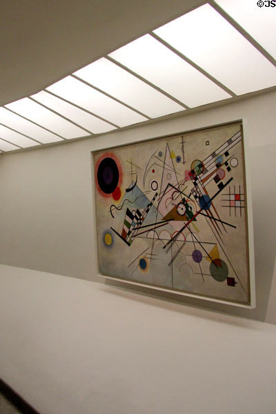 Detail of how painting are mounted on Wright's walls at Guggenheim Museum. New York City, NY.