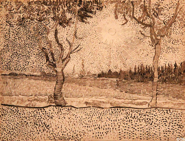 Road to Tarascon pen drawing (1888) by Vincent van Gogh at Guggenheim Museum. New York City, NY.