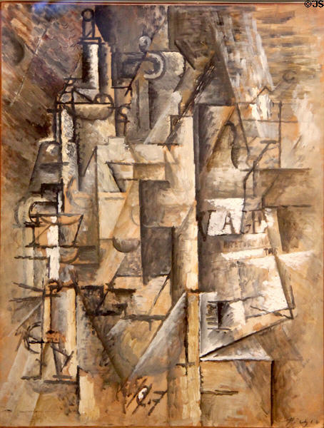 Bottles & Glasses painting (1911-12) by Pablo Picasso at Guggenheim Museum. New York City, NY.