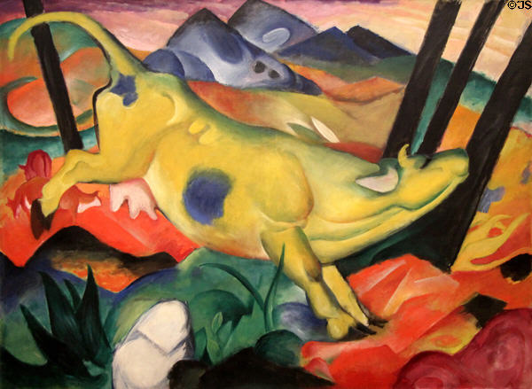 Yellow Cow painting (1911) by Franz Marc at Guggenheim Museum. New York City, NY.