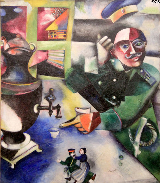 Soldier Drinks painting (1911-2) by Marc Chagall at Guggenheim Museum. New York City, NY.