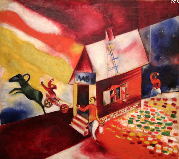 Flying Carriage painting (1913) by Marc Chagall at Guggenheim Museum. New York City, NY.