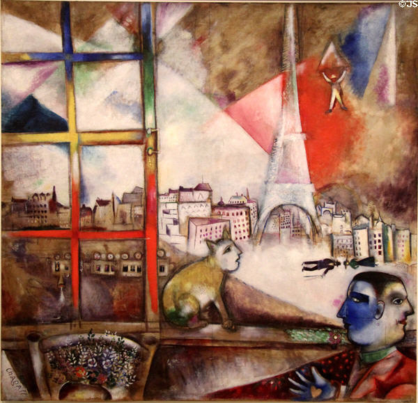 Paris through the Window painting (1913) by Marc Chagall at Guggenheim Museum. New York City, NY.
