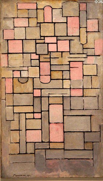 Tableau Composition 8 painting (1914) by Piet Mondrian at Guggenheim Museum. New York City, NY.
