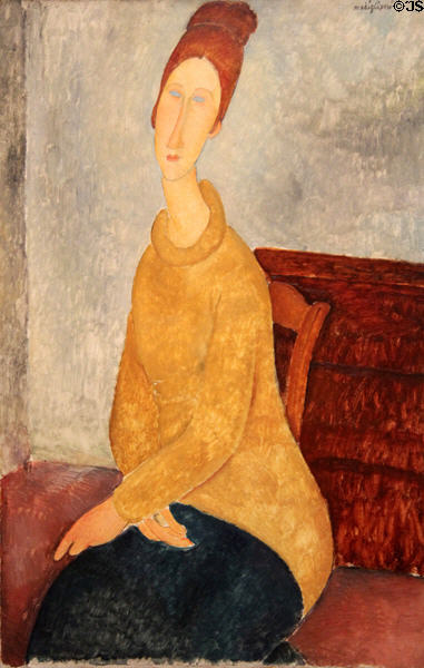 Jeanne Hébuterne with Yellow Sweater painting (1918-9) by Amedeo Modigliani at Guggenheim Museum. New York City, NY.