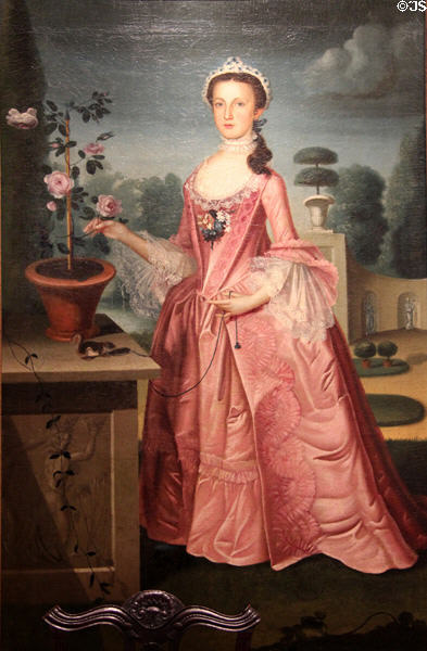Deborah Hall portrait (1766) by William Williams at Brooklyn Museum. Brooklyn, NY.