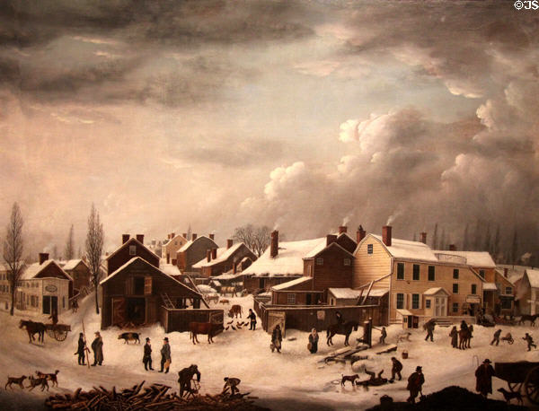 Winter Scene in Brooklyn painting (c1819-20) by Francis Guy at Brooklyn Museum. Brooklyn, NY.