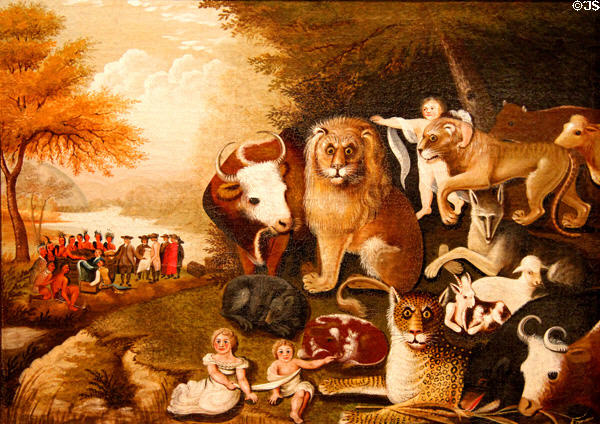 Peaceable Kingdom painting (1833-4) by Edward Hicks at Brooklyn Museum. Brooklyn, NY.