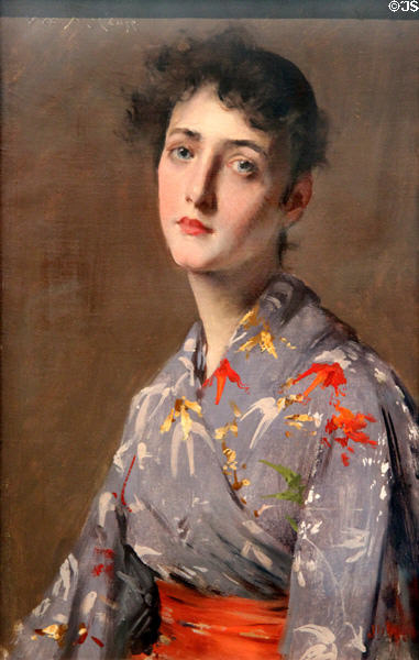 Girl in a Japanese Costume portrait (c1890) by William Merritt Chase at Brooklyn Museum. Brooklyn, NY.