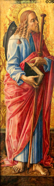 St James Major painting (1472) by Carlo Crivelli of Venice at Brooklyn Museum. Brooklyn, NY.