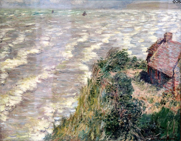 Customs House at Varengeville painting (1882) by Claude Monet at Brooklyn Museum. Brooklyn, NY.