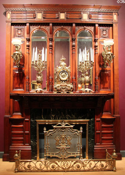 Fireplace mantel from John Sloane Mansion (c1882) by Herter Brothers of New York at Brooklyn Museum. Brooklyn, NY.