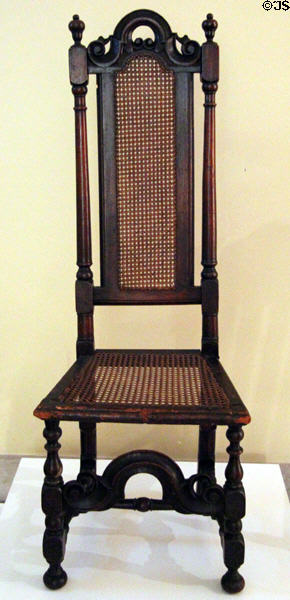 American walnut & cane side chair (c1700) at Brooklyn Museum. Brooklyn, NY.