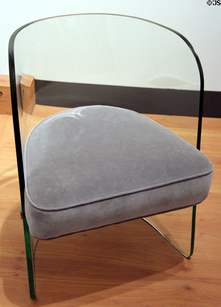 Glass armchair (c1939) attrib. Louis Dierra made by Pittsburgh Plate Glass Co., PA at Brooklyn Museum. Brooklyn, NY.